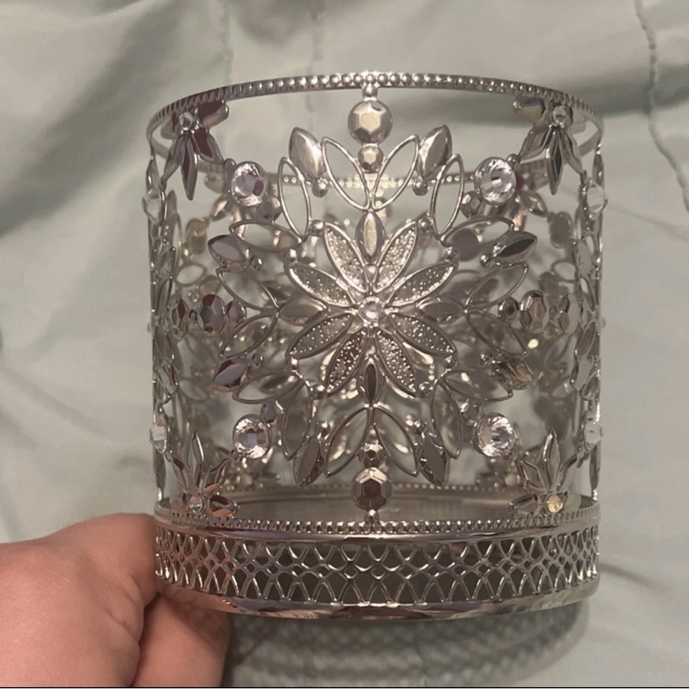 Bath & Body Works Silver Flower Candle Holder